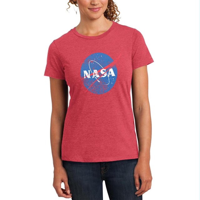 NASA T-Shirt Doux Chiné pour Femmes à Logo Usé