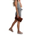 thumbnail image 2 of FOCUSNORM Summer Women Off-the-shoulder V-neck Solid Color Sleeveless Playsuit, 2 of 8