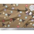 thumbnail image 3 of Soimoi Brown polyester Crepe Fabric Architectural Frame & Paper Bird Art & Craft Print Sewing Fabric Yard 42 Inch Wide, 3 of 3