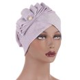 thumbnail image 1 of CEHVOM Women Solid Beading India Hat Muslim Ruffle Chemo Hat Beanie Wrap Cap, 1 of 5