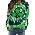 thumbnail image 1 of Penkiiy Chemise Femme Manches Longues Fête de la Saint-Patrick Décontractée Ample Trèfle Imprimé Graphique T-Shirt Haut 2TG Vert, 1 of 3