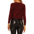 thumbnail image 3 of INSPIRE CHIC Women's Sparkle Long Sleeve Draped Collar Cropped Cardigan XL Red, 3 of 7