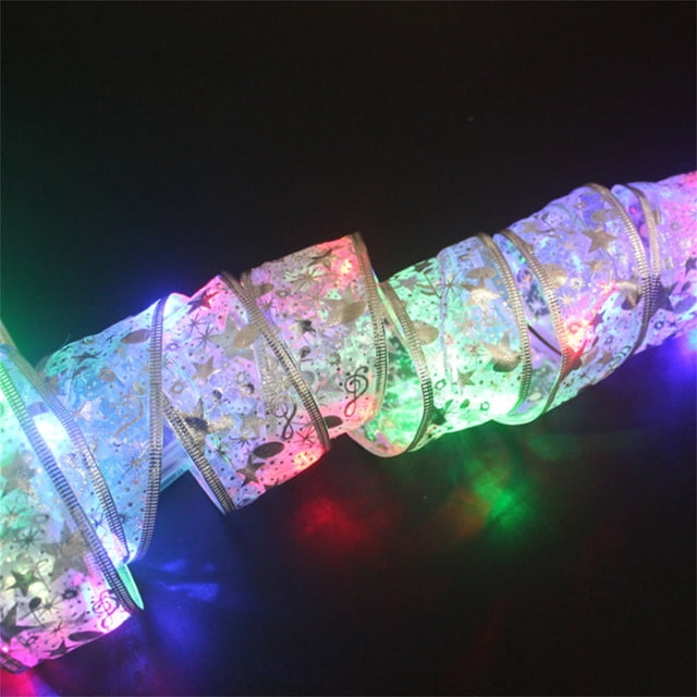 Christmas Decorations Indoor,Christmas Decorations For Tree,Christmas Decoration LED Ribbon Lights Christmas Tree Ornaments DIY Lace Bow String Lights Decoration