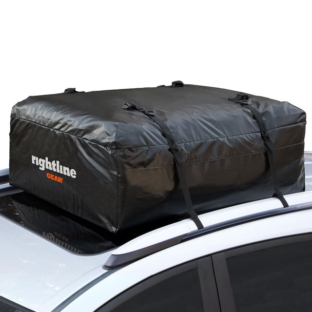 Rightline Gear Ace Jr Porte-Bagages Supérieur pour Voiture en Noir, Résistant aux Intempéries et Protégé contre les UV, Fixé avec Quatre Sangles Ajustables sur un Toit de Véhicule Blanc avec rails, Mesurant 36 par 30 par 16 Pouces, Conçu pour les Voitures Compactes avec Ou Sans Porte-Bagages, Idéal pour le Rangement de Cargaison Supplémentaire Lors des Déplacements.