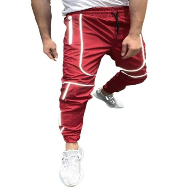 Men‘s Autumn Soft Shell Jogger Waterproof Fleece Lined Bottoms Reflective Night Light Trousers Gray M