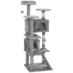CoSoTower 54" Cat Tree, Multi-Level Cat Tower with Scratching Posts, Cat Condos, Bed, Platforms, Ramp, Toy Ball, Light Grey