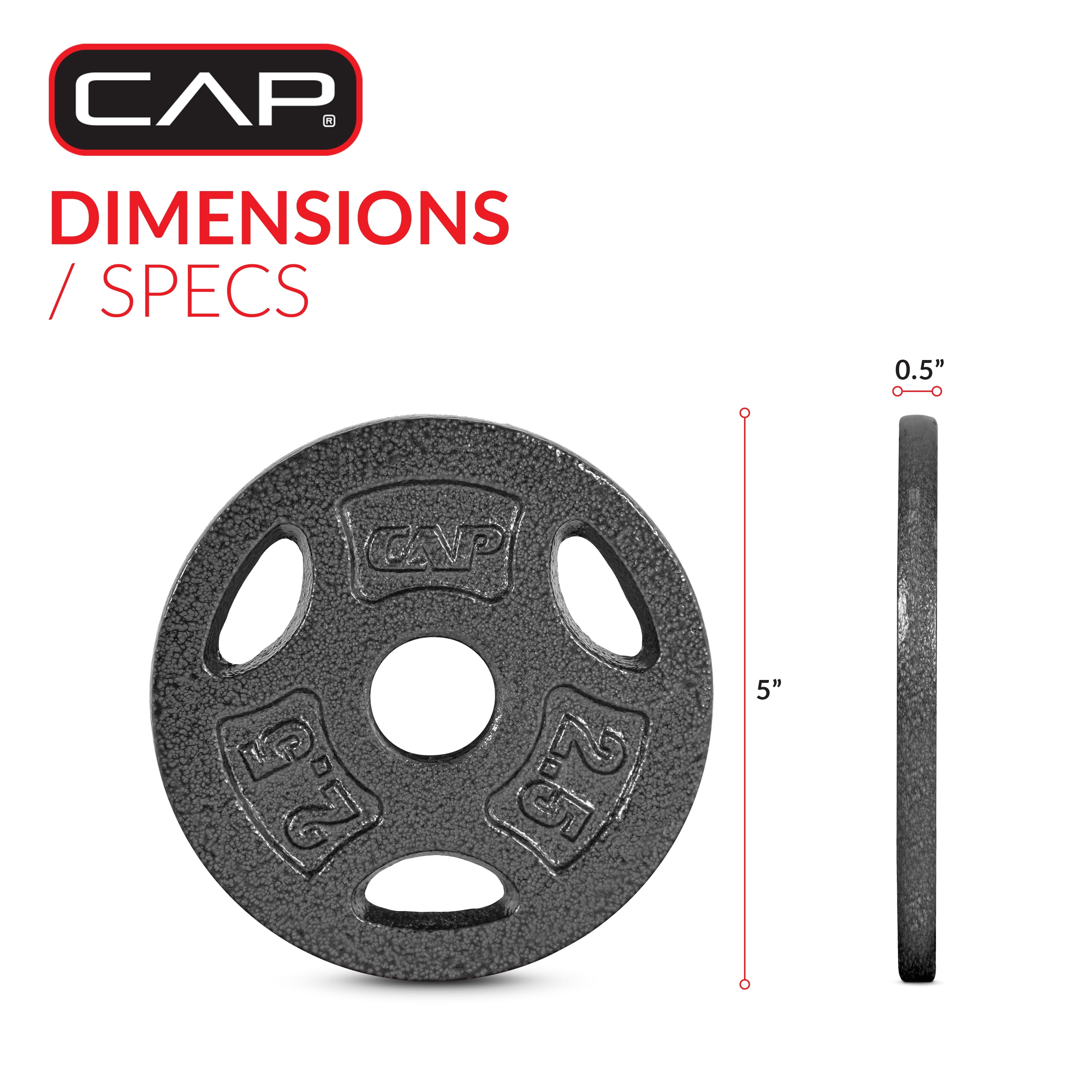 Plaque de préhension standard en fonte CAP Barbell, 1 pouce, 10 lb, simple, noire