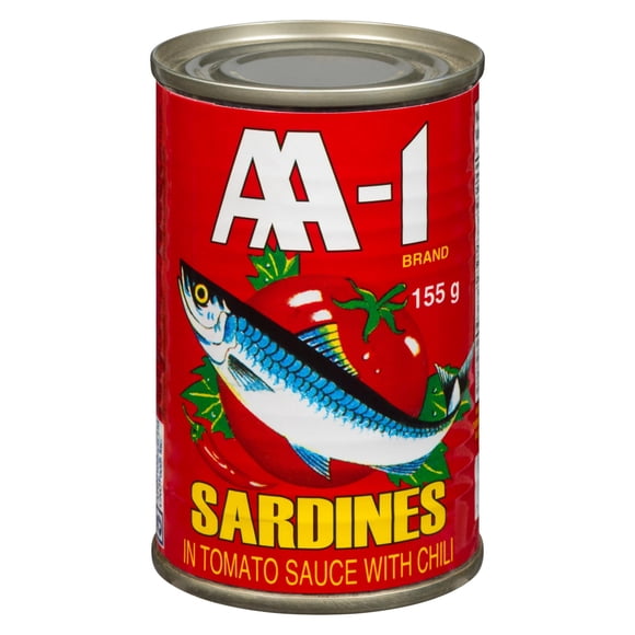 AA-1 Sardines Sauce Tomate Chili 155 g par boîte, contient du poisson, des mollusques