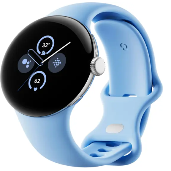 Refurbished Google GA05032-US Pixel Watch 2 Polished Silver Smartwatch with Bay Active Band Wi-Fi - Polished Silver