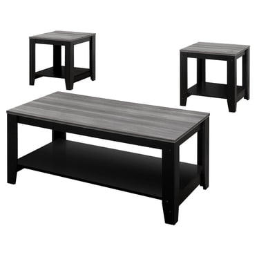 Monarch Specialties Ensemble De Table, Ensemble 3pcs, Café, Bout, Côté, Accent, Salon, Stratifié, Noir, Gris, Transitionnel