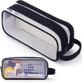 thumbnail image 1 of RKSTN Pencil Case Large Capacity Large Mesh Mesh Case With 2 Compartments, Multifunction Transparent Handheld Bag For Pencils, Transparent Makeup Bag For Teens, Students Pencil Pouch for School, 1 of 7