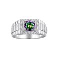 thumbnail image 1 of RYLOS Men's Ring 14K White Gold Ring, 7MM Round Shape Gemstone Designer Style Rings Alexandrite June Birthstone Rings Gold Size 12, 1 of 7