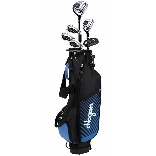 Hogan Golf TX-682 Graphite/Steel Ensemble de Demi-Golf pour Hommes, Main Droite, flex Régulier. Comprend un Hyper Steel 3 fairway wood avec loft de 15° pour enhanced Me, un Hyper Steel 4 Hybride pour des Tirs Longs Polyvalents, des Fers en Acier Inoxydable Surdimensionnés (6, 8, SW) avec Pondération du Périmètre, un Maillet putter pour une Uniformité Améliorée, et un Sac à Support Léger à Double Courroie avec Multiples Compartiments de Rangement. design Multicolore avec la Marque Ben Hogan.