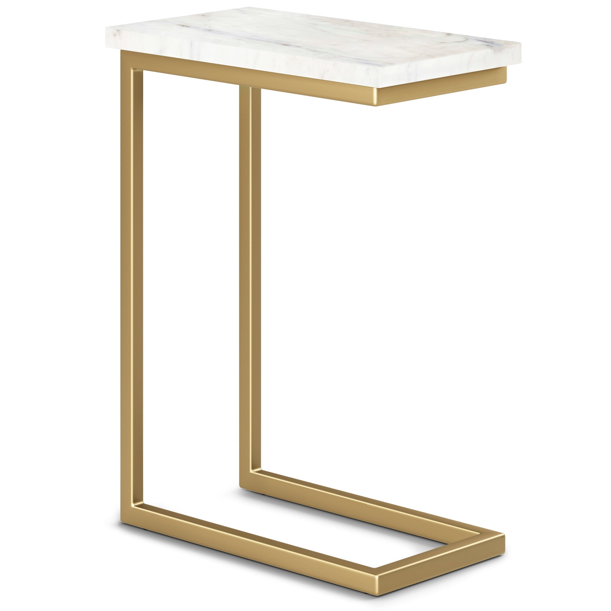 Skyler C Side Table with Marble Top in Marble Top/ Gold