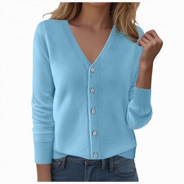Splozh Cardigans pour Femmes Cardigan Imprimé Décontracté pour Femmes Haut à Manches Longues Veste Cardigan Haut Bleu Ciel,TG