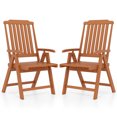 thumbnail image 1 of Gymax 2PCS Foldable Patio Chair w/Armrest Curved Back Slatted Seat for Backyard Deck Brown, 1 of 8