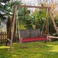 thumbnail image 3 of Gymax 2-Seat Rattan Porch Swing Chair Outdoor Wicker Swing Bench W/ Seat Cushion Red, 3 of 10