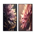 thumbnail image 2 of Designart "Pink and Gold Abstract Leaf Design III" Leaves Framed Wall Art Set Of 2 - Blue Floral Frame Gallery Set For Office Decor, 2 of 6