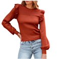 thumbnail image 1 of MESSUEN Chandail à Col Rond pour Femmes Hauts à Volants pour Femmes Chandails à Enfiler Chandails pour Femmes Hauts pour Femmes Mode pour Femmes Chemise Hauts pour Femmes Orange P, 1 of 5