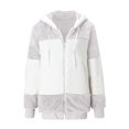 thumbnail image 5 of EGNMCR Womens Winter Fuzzy Fleece Jacket Hooded Drawstring Color Block Patchwork Cardigan Zipper Pullover Coats Outerwear with Pockets, 5 of 5