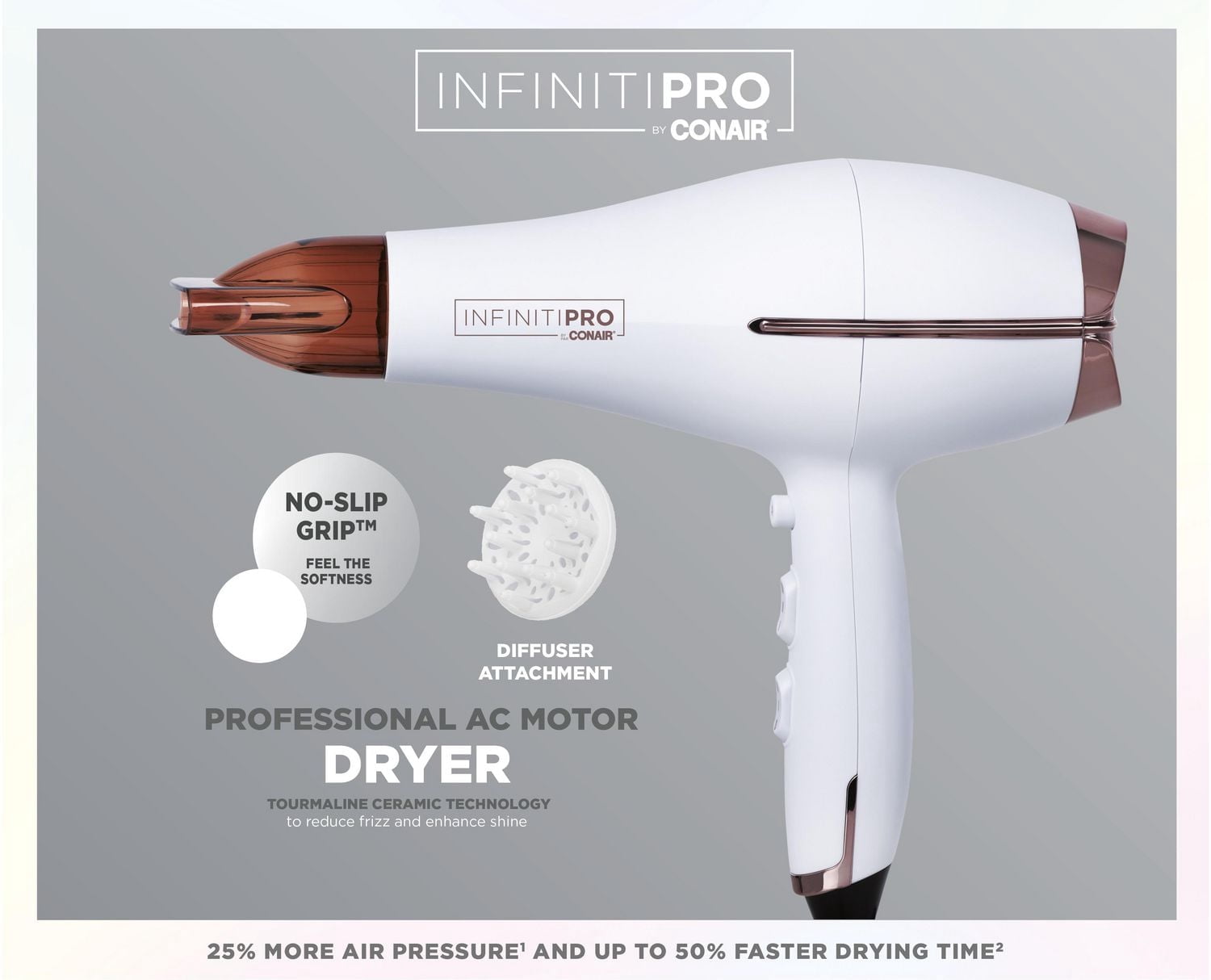 Infinitipro by Conair ® Sèche-cheveux de performance salon 1875 Watt en céramique tourmaline Soft Touch