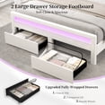 thumbnail image 2 of SIBEDS Full Bed Frame with Wingback Storage Headboard, Upholstered Platform Bed with LED Lights and 2 Storage Drawers, Charging Station, PU White, 2 of 9