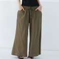 thumbnail image 2 of Timegard Womens Cotton Linen Pants Wide Leg Elastic Waisted Drawstring Casual Loose Trousers with Pockets, 2 of 4