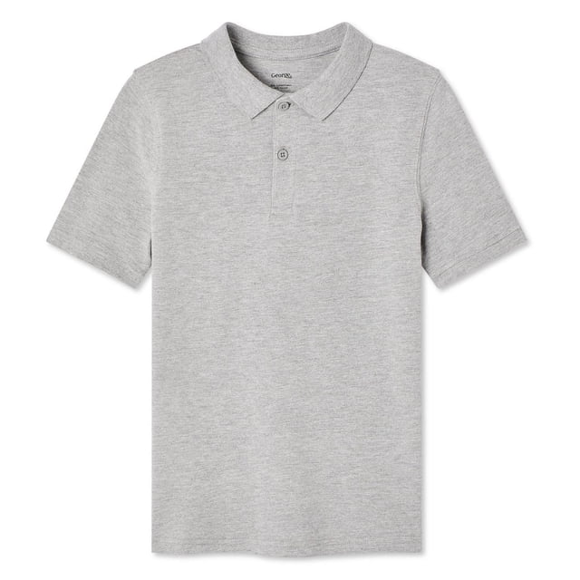 George Uniforme pour Garçons Polo, Lot de 2, Comprenant un Polo Gris à Manches Courtes pour Garçons avec Col Écarté, Patte de Boutonnage à 2 Boutons et Ourlet Droit en Tissu Piqué Respirant, Idéal pour les Uniformes Scolaires et les Hauts Décontractés pour Enfants.