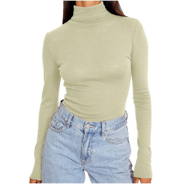 BLVB Chandails de Base à Col Roulé à Manches Longues pour Femmes, Mode d'Automne, sous-Vêtements Thermiques de Base, Hauts, Vêtements d'Hiver