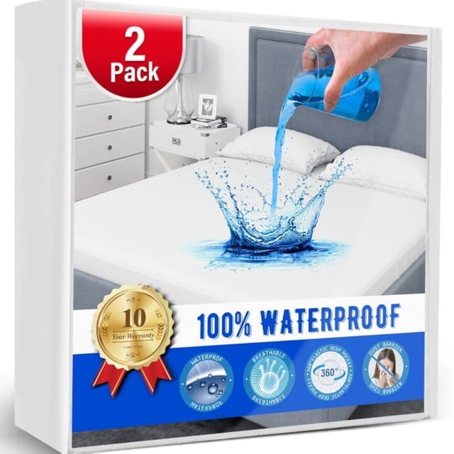 2 Pack Twin Mattress Protector, Mattress Cover Waterproof Mattress Protector Twin for Kids, Noiseless Soft Breathable Terry Pad for Kids Pets Adults 39"x75"