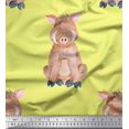 thumbnail image 1 of Soimoi Yellow Georgette Viscose Fabric Pig Animal Print Fabric by Yard 42 Inch Wide, 1 of 3