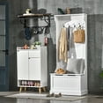 thumbnail image 2 of HOMCOM Hall Tree with Coat Rack, Storage and Sitting Bench, White, 2 of 10
