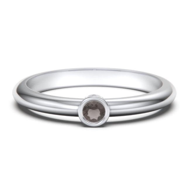 Bague Classique à Pierre de Naissance Sertie Clos - Quartz Fumé (Juin)