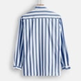 thumbnail image 4 of Aqestyerly Chemise à Rayures à Manches Longues pour Homme, Col en V, Boutonnée, Décontractée, Chemise à Rayures Verticales, Mode HWRETIE, 4 of 8