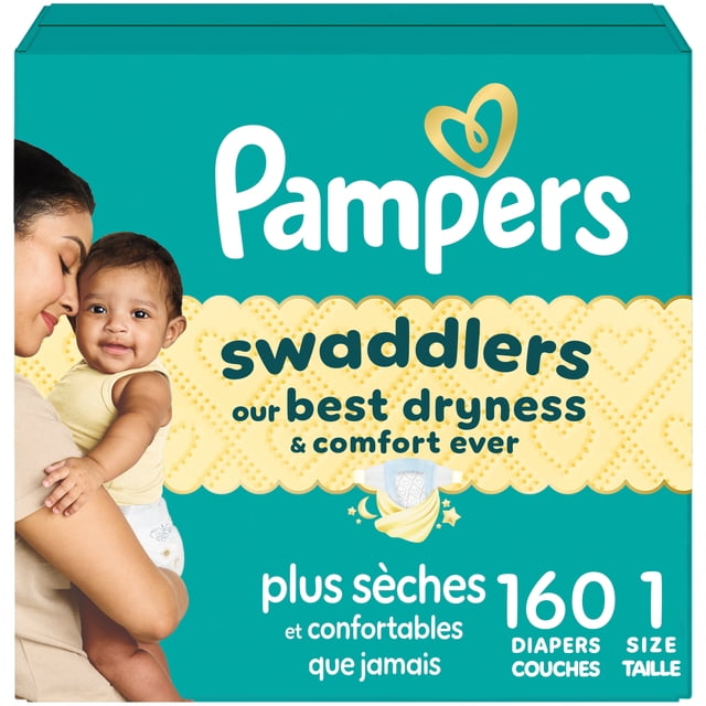 Pampers Swaddlers Diapers, Size 1 (8-14 lbs), Absorbent, Keeps Baby Dry and Comfortable, Skin Safe Disposable Baby Diaper