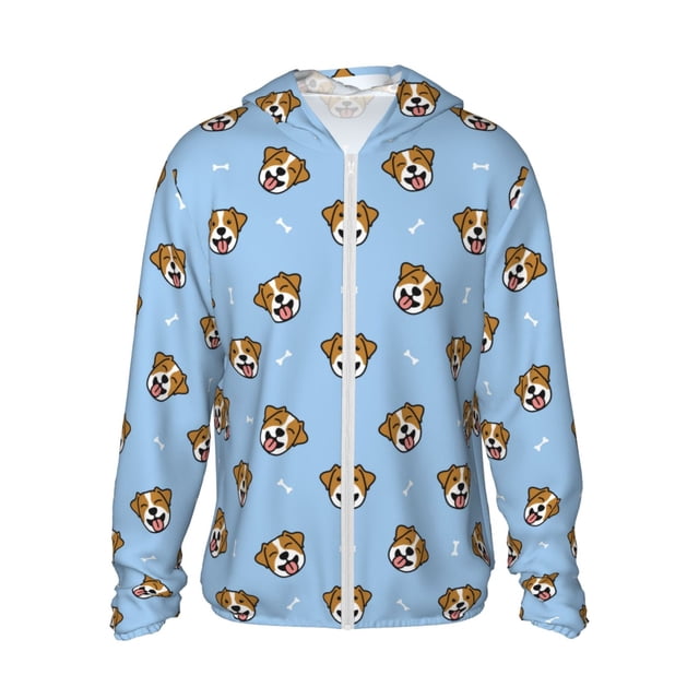 Lsque Terrier Pattern UPF 50+ Lightweight Sun Protection Men's Women's Long Sleeve Shirt, Hoodie Performance -Medium