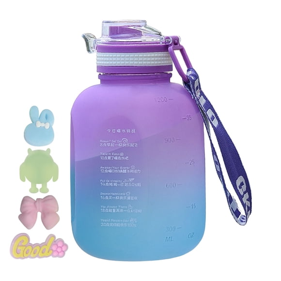 Huanglei Water Bottle With Handle Ton Ton Bucket Large Belly Cup Summer Water Cup Large Capacity Leakproof PC Marker Motivational Jug For Outdoor Camping Fitness Men & Women