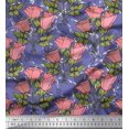 thumbnail image 1 of Soimoi Tissu en Rayonne Imprimé Feuilles & Roses Tissu au Mètre 56 Pouces de Large, 1 of 3
