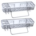 thumbnail image 2 of Shower Caddy Wall-mounted Shower Shelf Multifunctional Waterproof Shower Organizer with Towel Bar Hooks No Drilling Shower Storage Rack Bathroom Accessories for Bath Kitchen, 2 of 9