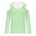 thumbnail image 4 of Yuyuzo Womens Tunic Tops Cold Shoulder Long Sleeve Shirts Loose Solid Color Lightweight Tee Tops, 4 of 5