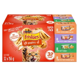 Friskies Poultry Super Emballage, aliments pour chats mouillés 32 X 156g