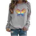 thumbnail image 1 of Hauts Décontractés d'Hiver pour Femmes Chandail en Molleton à Imprimé Papillon Blouse Tee Chandail, 1 of 1