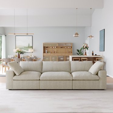 Sodrens Free Convertible Sectional Sofa Modular Couch,Modern Linen Fabric Sofa for Living Room,Apartment and Small Space,3-Seat Sofa,Khaki