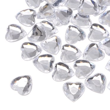 Uxcell 20Pcs Acrylic Flat Back Rhinestones 20mm Heart Artificial Gemstone for Crafts Jewelry Making White