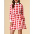 thumbnail image 2 of INSPIRE CHIC Women's Plaid Long Sleeve Button Up Point Collar Shirt Dress, 2 of 6