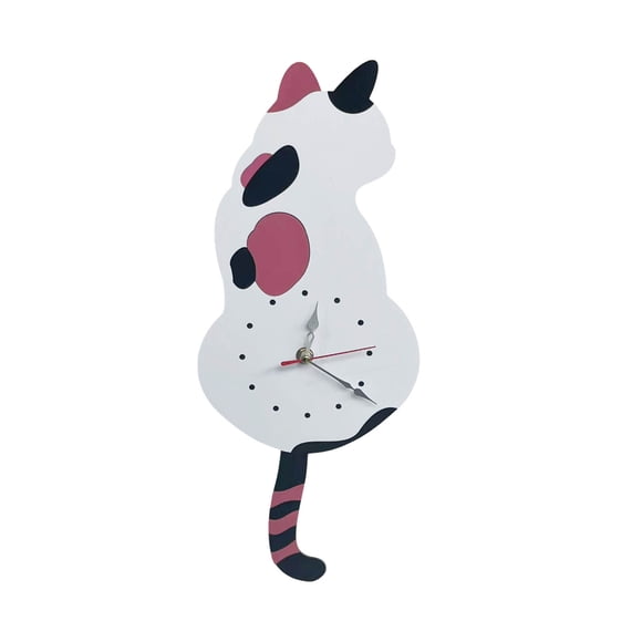 Horloge pour Chat avec Queue Mobile – Montre Murale Silencieuse pour les Amoureux des Chats, Design Minimaliste, à Piles, Animal