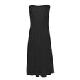 thumbnail image 4 of CHUANK Robes en Lin pour Femmes Été Grande Taille Manches Courtes Col en V Longueur Genou Robe Ample Décontractée Confortable Robe de Plage Soldes de Liquidation 2024, 4 of 6