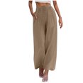 thumbnail image 1 of Summer Clearance 2025! Womens Plus Size Pants,Woman Fashion Solid Color Elastic Waist Drawstring Pocket Long Pants, 1 of 5