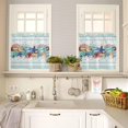 thumbnail image 2 of Summer Ocean Beach Teal 3-Piece Kitchen Curtain Set, Rod Pocket Kitchen Curtain Valance and Tiers Set, Washable Drape Window Treatment Set, Starfish Shells Coral Conch, 2 of 5