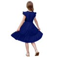 thumbnail image 4 of XIMIN Robe d'Été Décontractée Élégante à Col Rond pour Préadolescentes, Robe Quotidienne à Manches Courtes à Cap, Robe de Couleur Unie, Robe Formelle à Manches à Volants, Robes Trapèze avec Ceinture, Robe de Fête Évasée à Taille Haute, 4 of 5